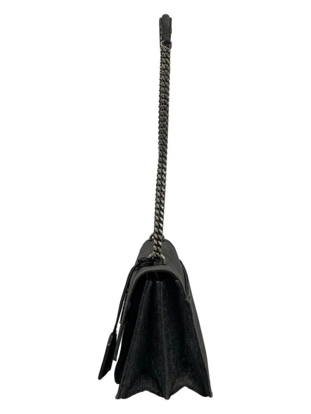 SAINT LAURENT PARIS Sunset Medium 442906 Black Denim Shoulder Bag - Picture 2 of 15
